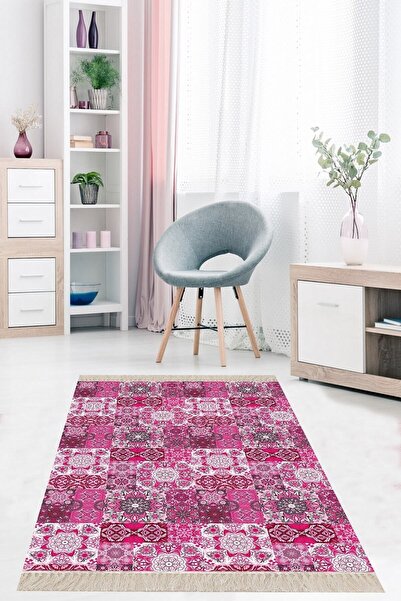 linazaitun Kilim Desenli Etnik Dijital Baskı Yıkanabilir Kaymaz Taban Modern ...