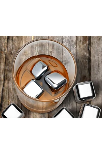 Mi-ÇA HOME 4'lü Paslanmaz Çelik Metal Kaplama Buz Taşı İçki Soğutma Küpü