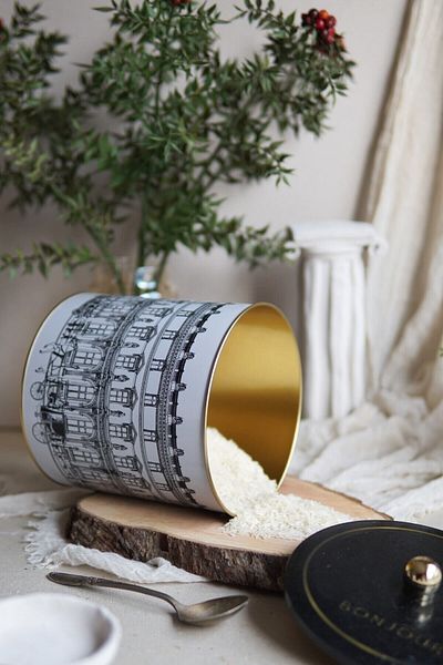 EVLE City Pattern Food Storage Container - Metal Storage Container 17.5 Cm X 18 Cm Er147-4f