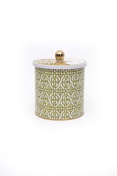 EVLE Forrest Patterned Round Metal Storage Container 14 Cm, Food Container - Organizer 14 Cm X 15 Cm Er143-4g