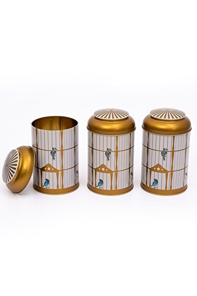 EVLE 3-Piece Metal Storage Container Set 10.5 Cm Food Container Jar Set, Bird Cage Erb04t7