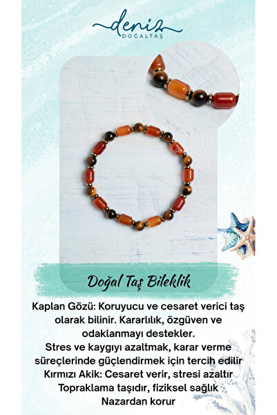 Deniz Doğal Taş سوار من العقيق الأحمر وعين النمر من الأحجار الكريمة الطبيعية ...