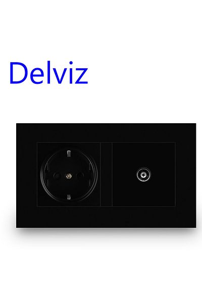 DELVIZ 110-250v Black Eu Standard Tv Socket / Outlet, Home Television Cable Jack, 146mm*86mm White P