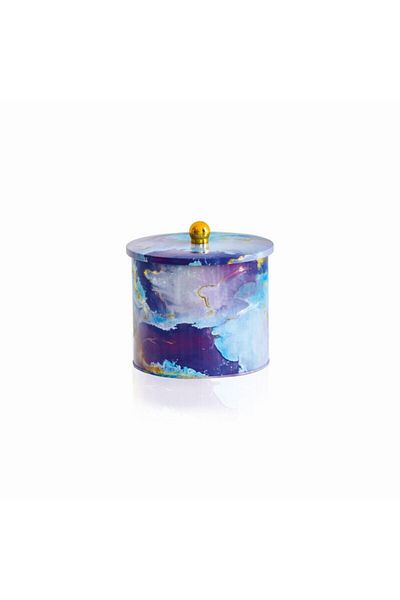 EVLE Ef146-f0 Liquid Purple Patterned Round Metal Storage Container 17.5 Cm