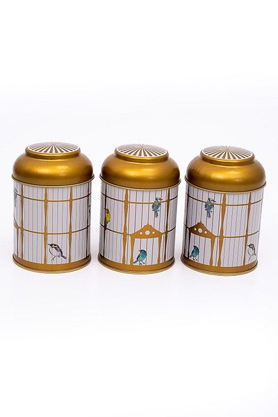 EVLE 3-Piece Metal Storage Container Set 9 Cm Food Container Jar Set, Bird Cage Erb05t7