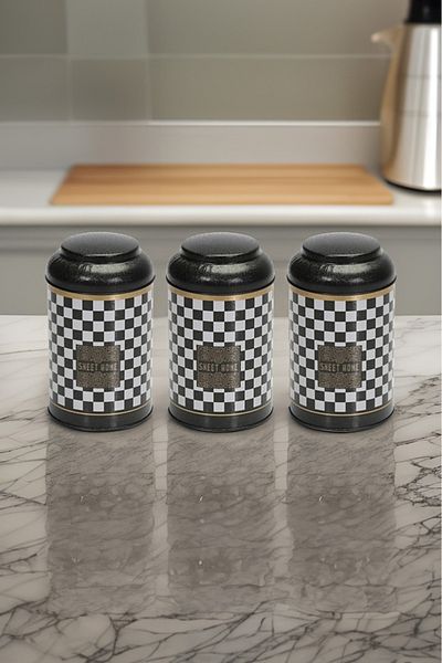 EVLE Efb0485 Cylinder Storage Container Ø105 Set of 3, Sweet Home Black