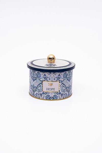 EVLE Metal Multi-Purpose Textured Storage Container, Decorative Storage Box 14 Cm, Azulejos Er141-6e