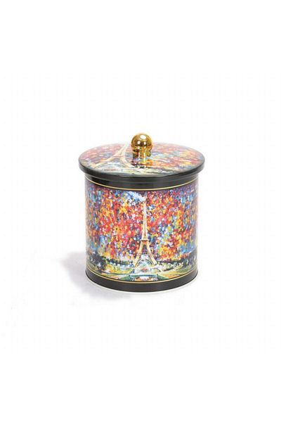 EVLE Ef143-02 Afremov Paris Patterned Round Metal Storage Container 14 Cm