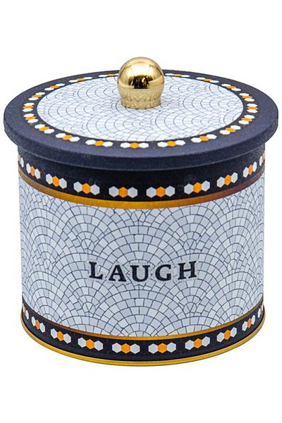 EVLE Mosaic Patterned Round Metal Storage Container, Food Storage Container - Organizer 14 Cm X 12.5 Cm Er142-9b