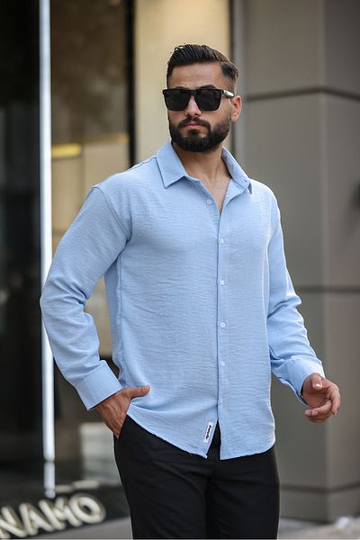 çerme Μπλε υπερμεγέθη πουκάμισο με υφή