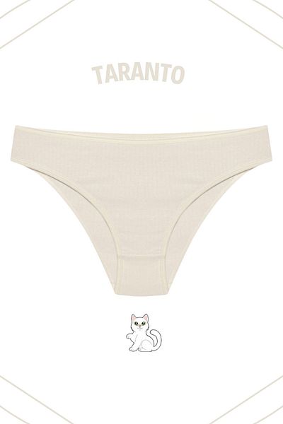 MİSTİRİK Taranto Model Corduroy Ψηλόμεσο Αεριζόμενο Μαλακό Υφασμάτινο Σλιπ Εκρού Χρώμα