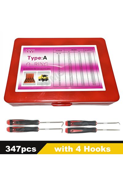 OIMG 347pcs With Hooks Rubber O-ring Assortment Kit Wear-resistant High-temperature Resistant Nbr O Ring
