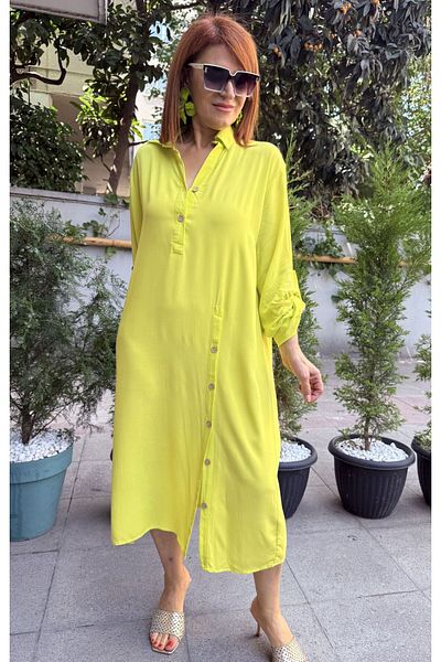 DenizEge L-Side Buttoned Dress Yellow