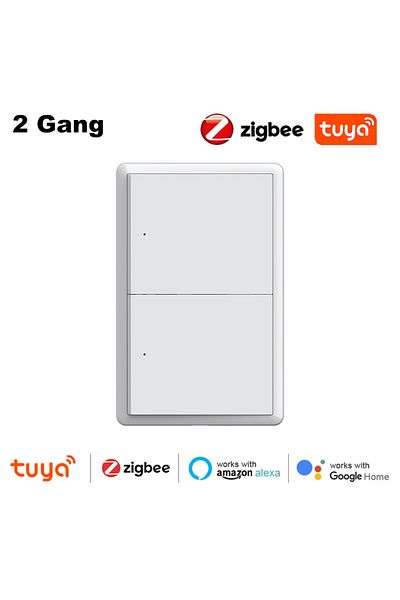 Choice 2 Gang Tuya Zigbee Smart Light Switch No Capacitor No Neutral Required Us Push Button Switch Voice C