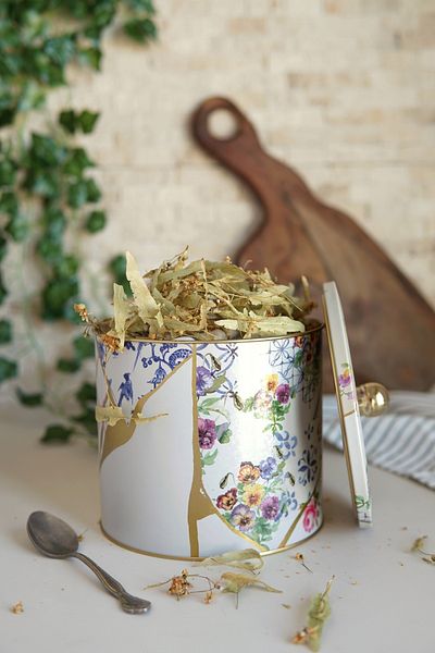 EVLE Kint Sugi Patterned Food Storage Container - Metal Storage Container 17.5 Cm X 15.5 Cm Er146-4i