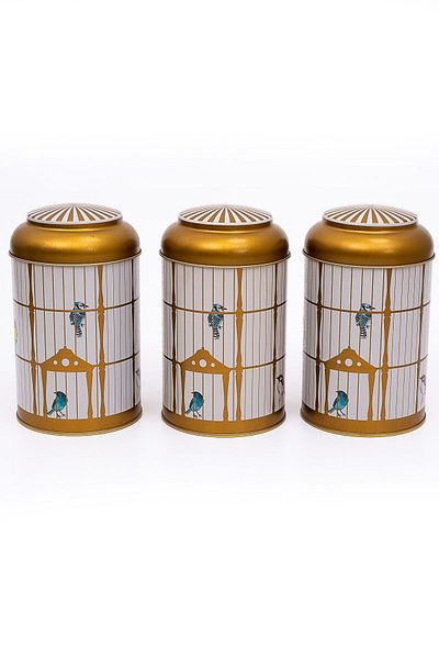 EVLE 3-Piece Metal Storage Container Set 10.5 Cm Food Container Jar Set, Bird Cage Erb04t7