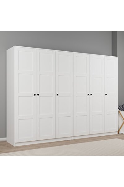 midoser Lucas 6 Kapaklı, 12 Raf Bölmeli, Askılıklı Geniş Elbise Dolabı, Gardı...