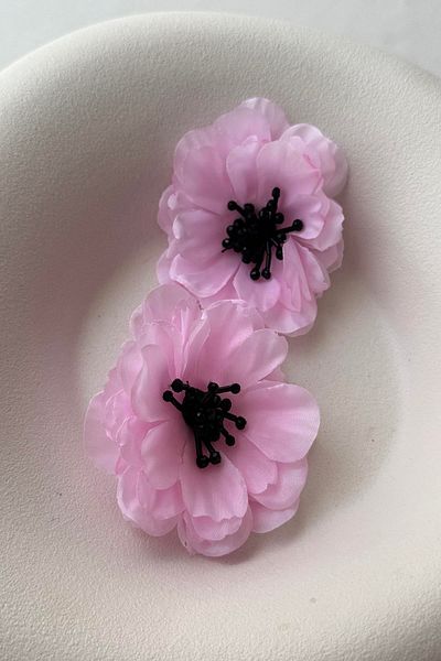mos&more Pink Fabric Flower Brand Big Women's Earrings