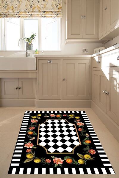 linazaitun Meyve Desenli Dijital Baskılı Kaymaz Taban Yıkanabilir Leke Tutmaz...