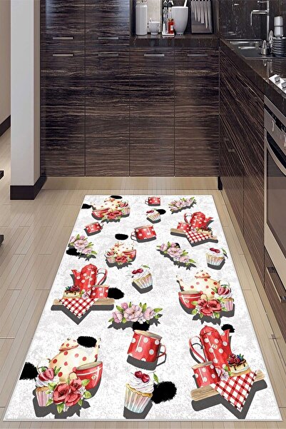 linazaitun Beyaz Çaydanlık Ve Çay Bardağı Yıkanabilir Kaymaz Taban Leke Tutma...