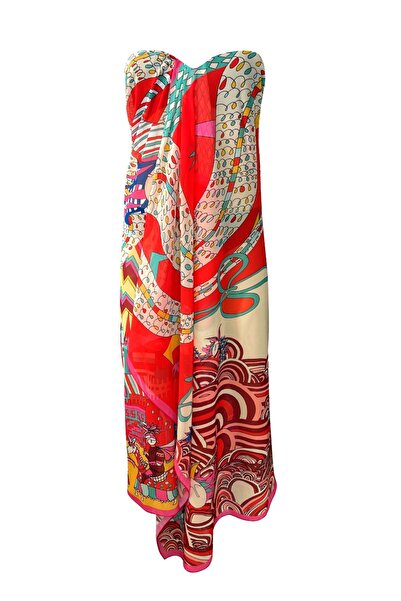 Bolder Curve Pareo Chiffon Pomegranate Flower&Dragon (Big Size)
