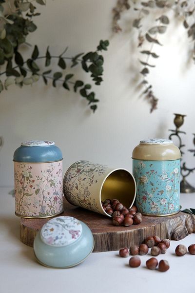 EVLE 3-Piece Metal Storage Container Set 9 Cm Erzak Container Jar Set, Botanica Erb05u2