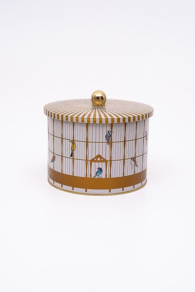 EVLE Bird Cage Patterned Round Metal Storage Container 14 Cm, Food Container - Organizer 17.5 Cm X 13 Cm Er145-t7