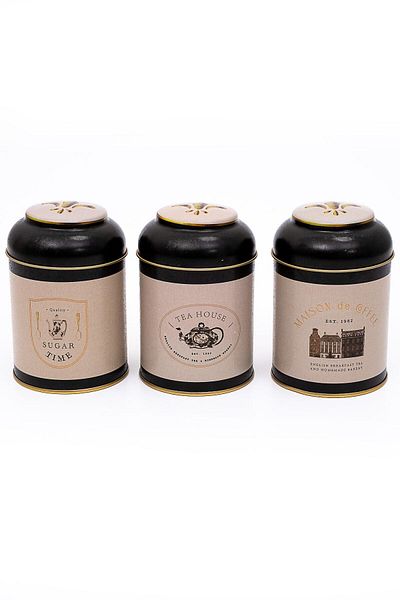 EVLE 3-Piece Metal Storage Container Set 9 Cm Food Container Jar Set, Azura Erb05v3