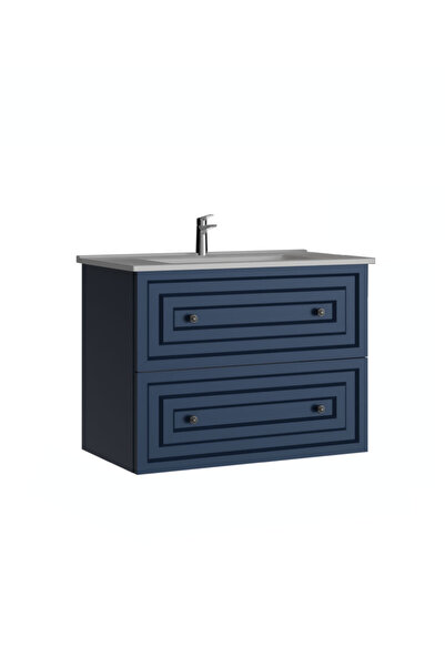 Creavit Kayra Mat Safir Blue Çekmeceli Lavabo Dolabı 80 cm