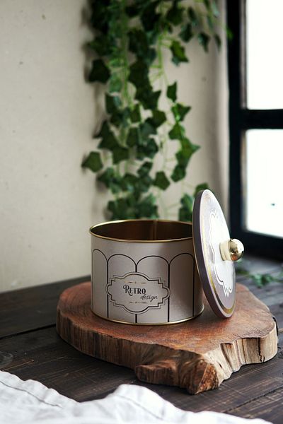 EVLE Metal Multi-Purpose Textured Storage Container, Decorative Storage Box 14 Cm, Retro Er141-u6