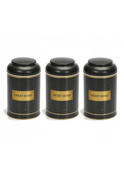 EVLE Efb0424 Cylinder Storage Container Ø105 Set of 3, Flat Black Gold