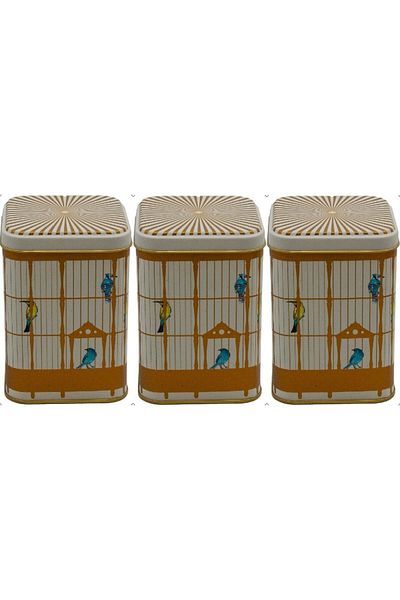 EVLE Erb25t7 Square Metal Storage Container 87x87x125, Set of 3, Bird Cage