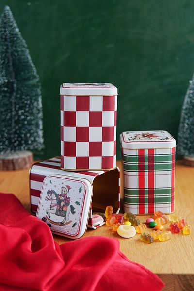 EVLE Square Metal Storage Container 8.7 X 8.7 X 12.5 Cm, Set of 3, Tedy