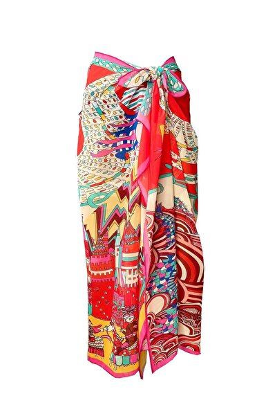 Bolder Curve Pareo Chiffon Pomegranate Flower&Dragon (Big Size)