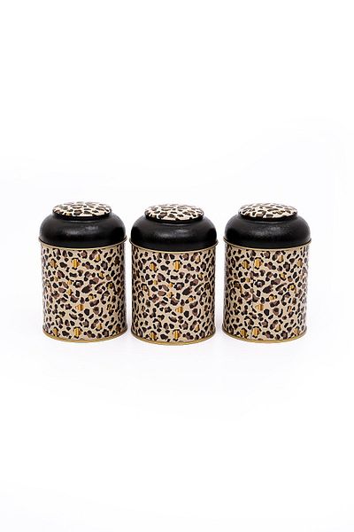 EVLE 3-Piece Metal Storage Container Set 9 Cm Food Container Jar Set, Leo Erb05v4