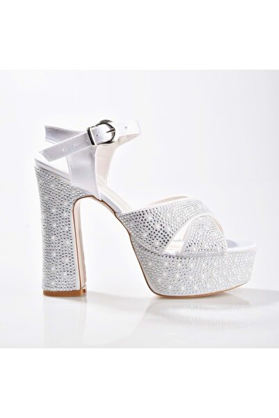 ERDAL KOÇYİĞİT AYAKKABI Ek Merve 7525 Women's Stone Thick Platform Heeled Shoes