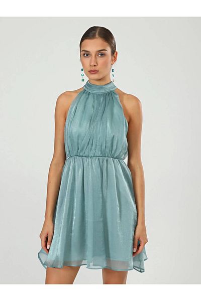 MARKAPIA WOMAN Πράσινο φόρεμα με λαιμόκοψη Organza