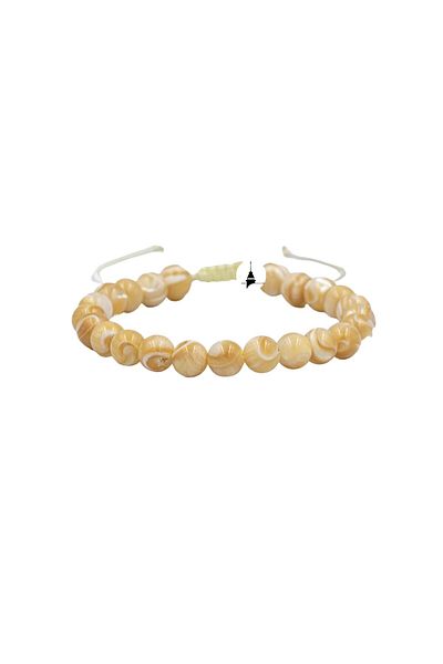 OSMANLI DOĞAL TAŞ 6mm Mother of Pearl Ladder Natural Stone Bracelet