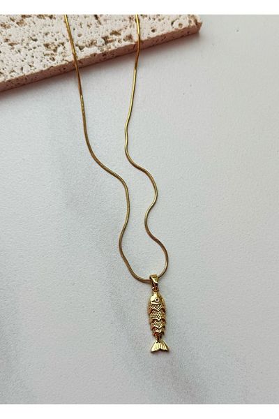 mos&more Stainless Steel Gold Fish Tip Necklace