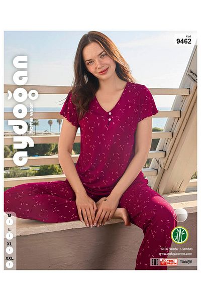 Aydoğan Women's Short Sleeve 100% Bamboo Pajamas Suit 9462