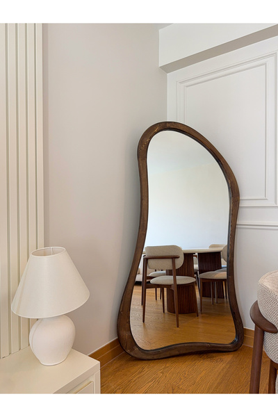 EFFE YAPI DEKOR DOĞAL AHŞAP ÇERÇEVELİ 180X100 CM ( CEVİZ ) AYAKLI BOY AYNASI