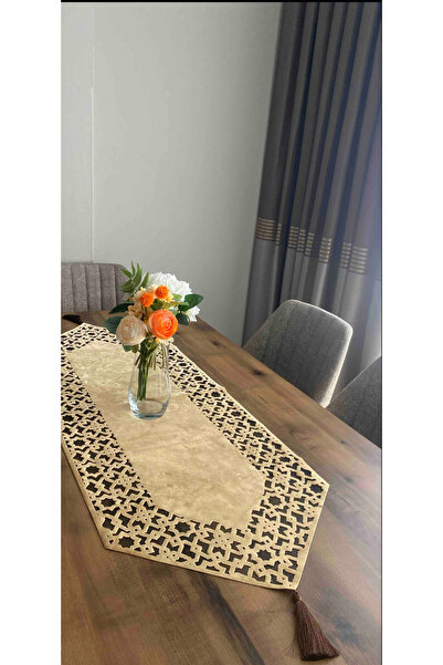 NURHAN HOME COLLECTION Selçuklu Modeli Gold Renk Masa Örtüsü Runner