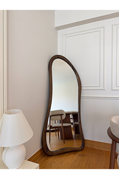 EFFE YAPI DEKOR DOĞAL AHŞAP ÇERÇEVELİ 180X80 CM ( CEVİZ ) AYAKLI BOY AYNASI