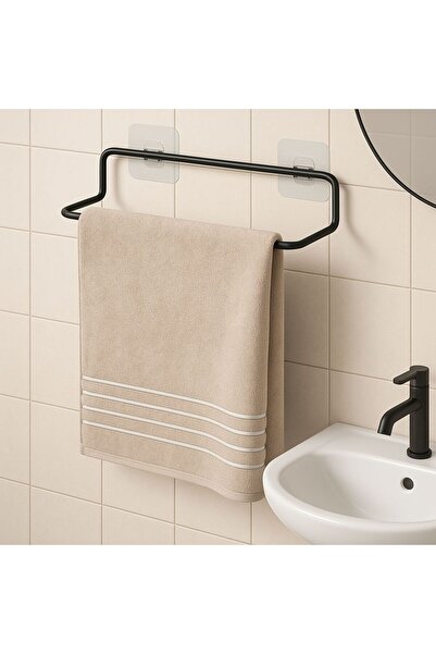 ELAMOUR Yapışkanlı Havluluk Siyah Havlu Askısı Metal Havlu tutacağı Banyo Mut...