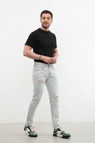Bluewhite Ανδρικό Slim Fit Jean Παντελόνι - Σχισμένο Λεπτομερές