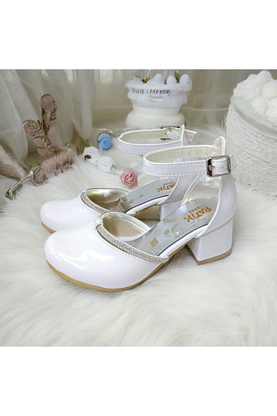 PATİK BEBE PANTOFI DE ROCHIE DE SEARĂ ELEGANTI DE CULOARE ALBĂ PENTRU FETE