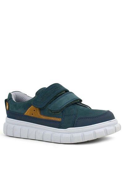 Rakerplus Dark Green Genuine Leather Children's Sneakers - Velcro Casual School Shoes