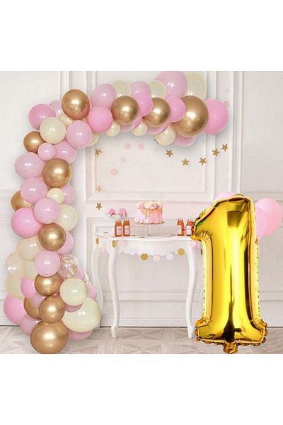tedaks 1 Year Old Pink Concept Balloon Set Birthday Balloon Stylish Party Ornament