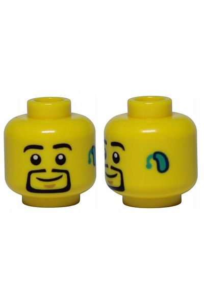 LEGO إكسسوار مجسم صغير، رأس مجسم صغير، رأس أصفر، ذيل ماعز مع مشاية سمعية، ذقن ذكر