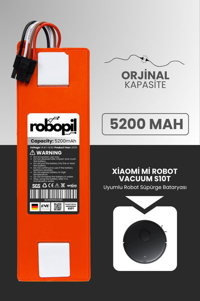 ROBOPİL Xiaomi Mi Robot Vacuum S10T Uyumlu Batarya (ORJİNAL KAPASİTE) 5200mah...